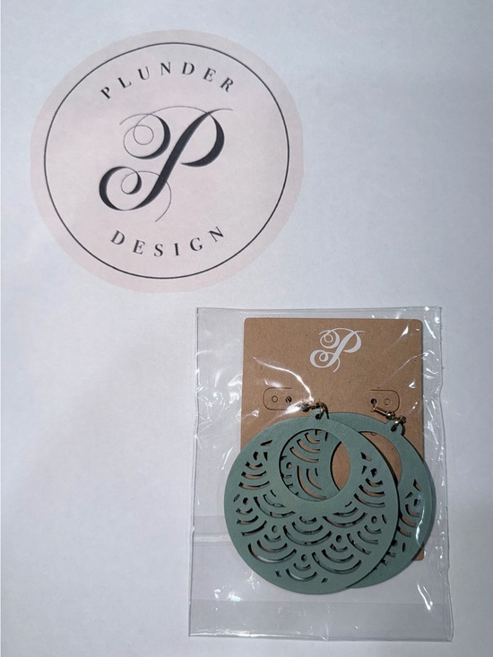 Plunder Jewelry - Plunder Mint Green Laser-Cut Round Hoop Earrings